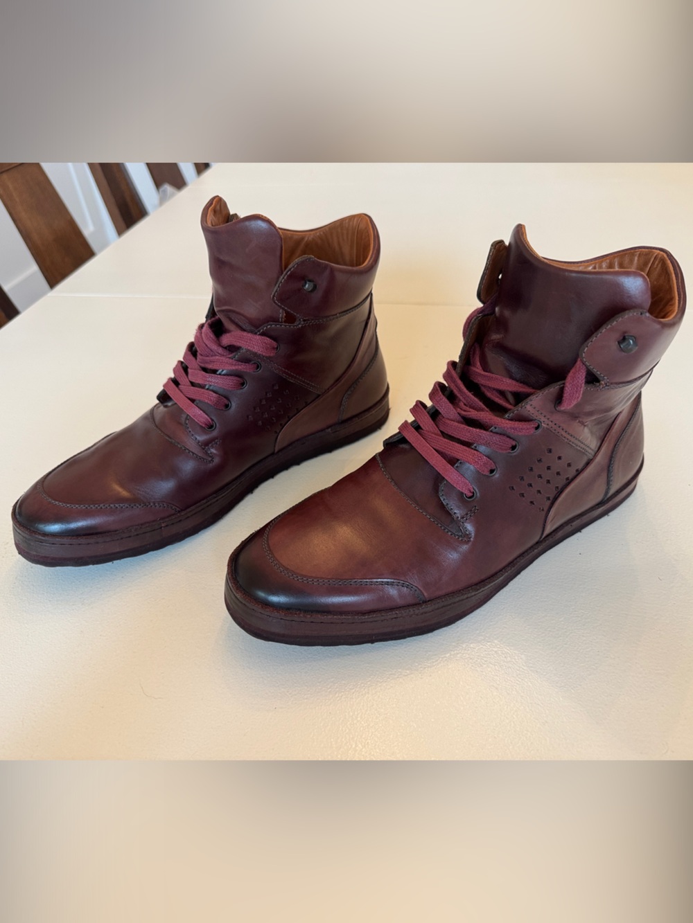 Mezlan Men's Leather High-Top Sneakers Dress Shoe Boots Burgundy 67823 size 8M